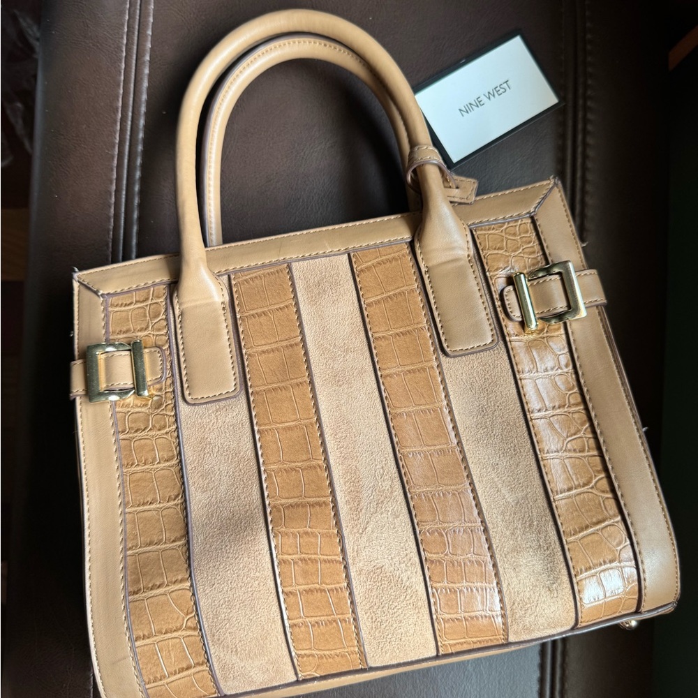 Nine West Tan Handbag with Croc Texture